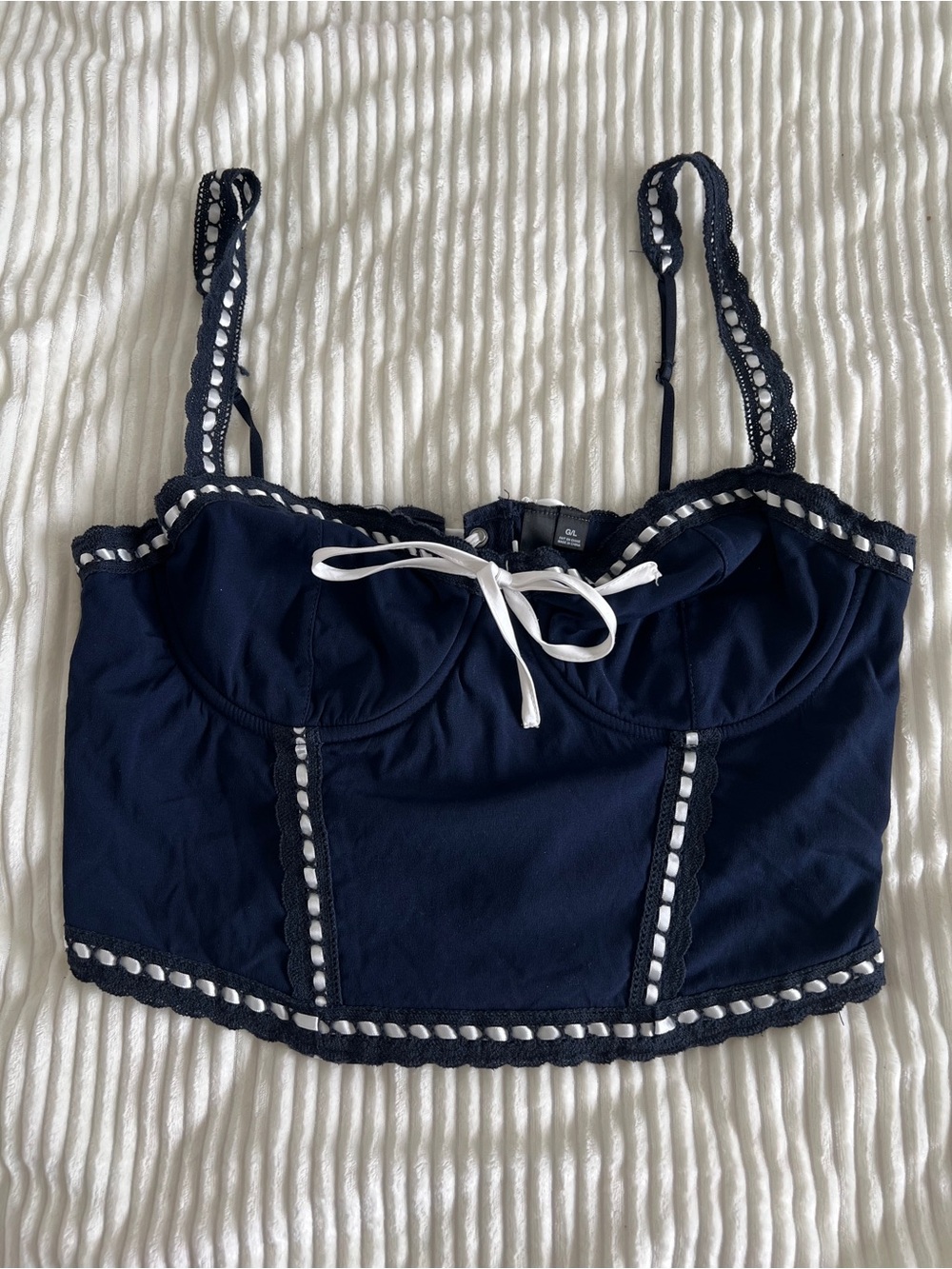 Navy blue bustier top - L
